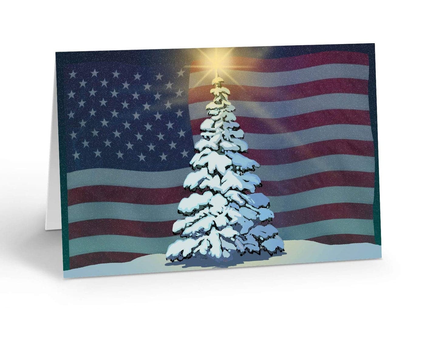 Stonehouse Collection American Flag Christmas Card 18 Patriotic Christmas Cards Envelopes USA Holiday Cards Standard