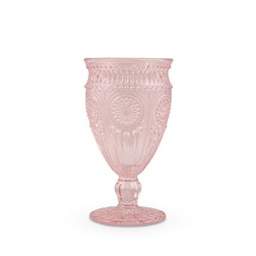 Weddingstar Vintage Inspired Pressed Glass Goblet, Blush Pink, 10 fluid ounces