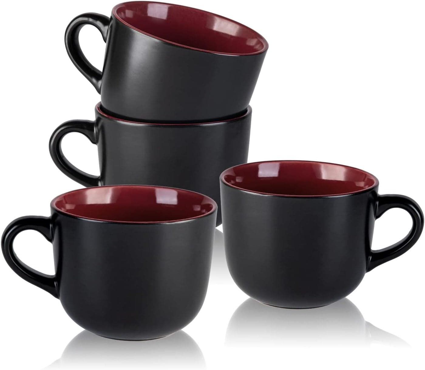 AmorArc 24 oz Soup Mugs with Handles Jumbo Ceramic Bowls Mugs Set with handles for Coffee Cereal Cappuccino Snacks MicrowaveDishwasher safe Soup Cups for MealBurgundy