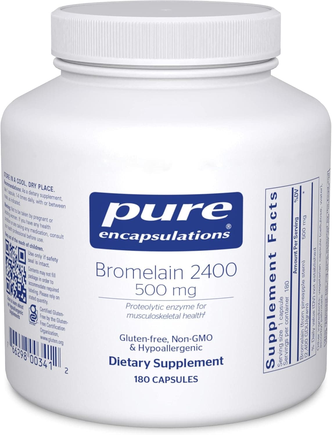 Pure Encapsulations Bromelain 2400 500 mg for Digestive Support Musculoskeletal Health Supports Joints Muscle Recovery Proteolytic Enzymes Vegan 180 Capsules