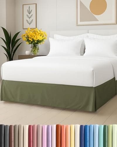 Pleated Bed Skirt King Size - 3 Sided Pleated Bed Skirt King - Ultra-Soft, Easy Fit with 18 Inch Tailored Drop - Hotel Quality, Wrinkle & Fade Resistant - for Women, Men, Kids and Teens - Sage Green