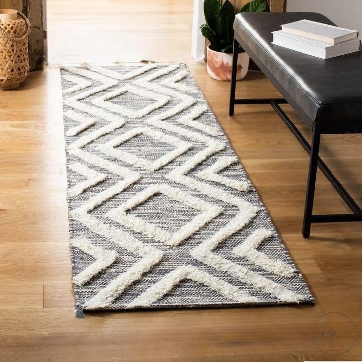 Slazie Cotton Soft Multi-Purpose Floor Rug for Bedroom Living Room|Kitchen Runner|Bedside Runner |Bed Runner|Reversible|2x5 Feet| (Black)