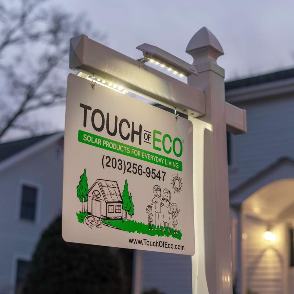Touch Of ECO LITEAGENT PRO Solar Dual Sided LED Post Light For Real Estate Signs Business Yard Sign Lighting Includes Adjustable Sign Mounting Bracket