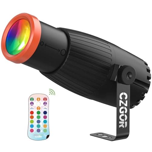 Pinspot Light Czgor 18W RGBW 4 in 1 LED Spot Lights with Remote Super Bright with Light Guide Pillar Manual Focus Disco Ball Spotlight Soft Cozy Stage Effect Lighting for DJ Disco Party Wedding