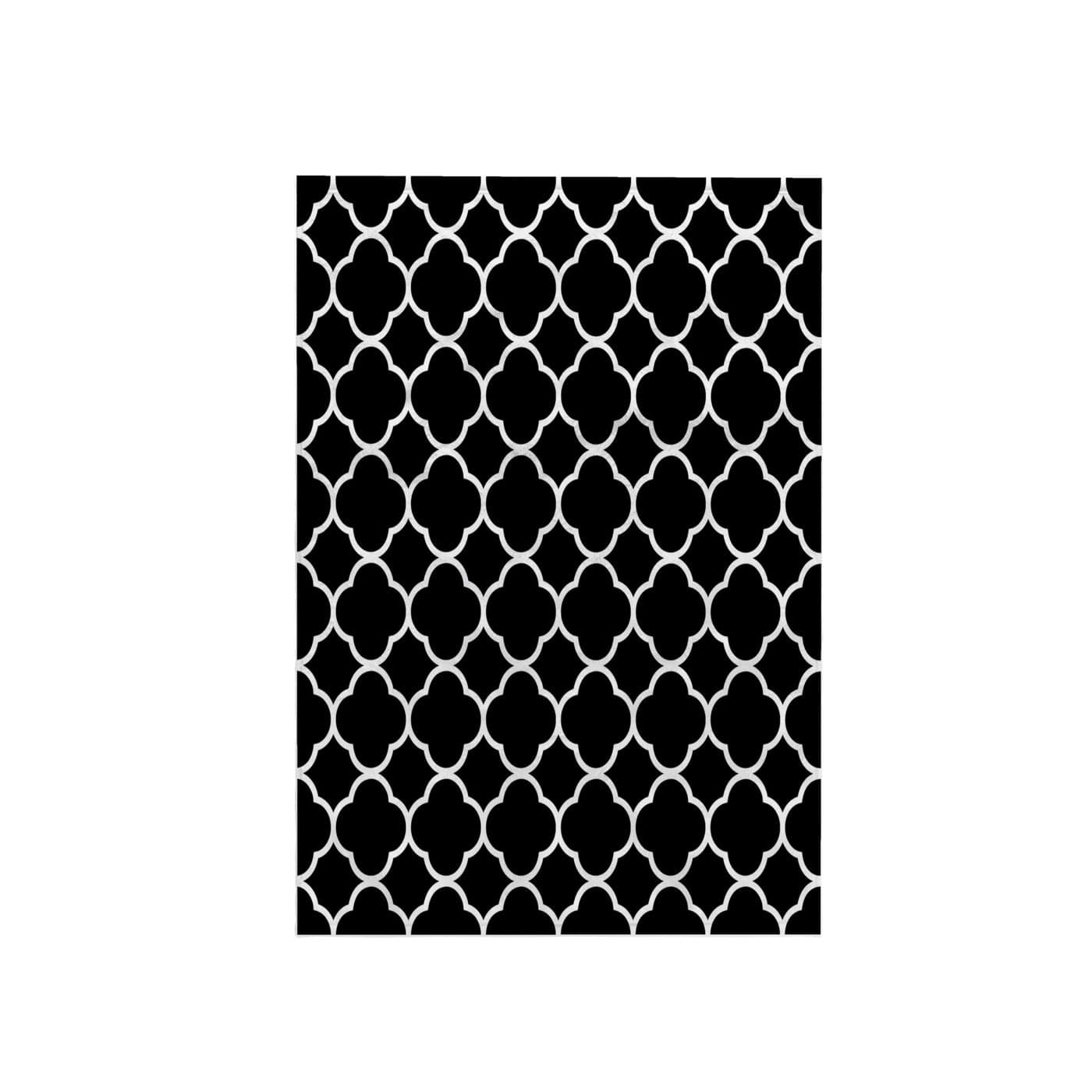3D Rose Image of Black and White Quatrefoil Pattern Hand Towel 15 x 22 Multicolor