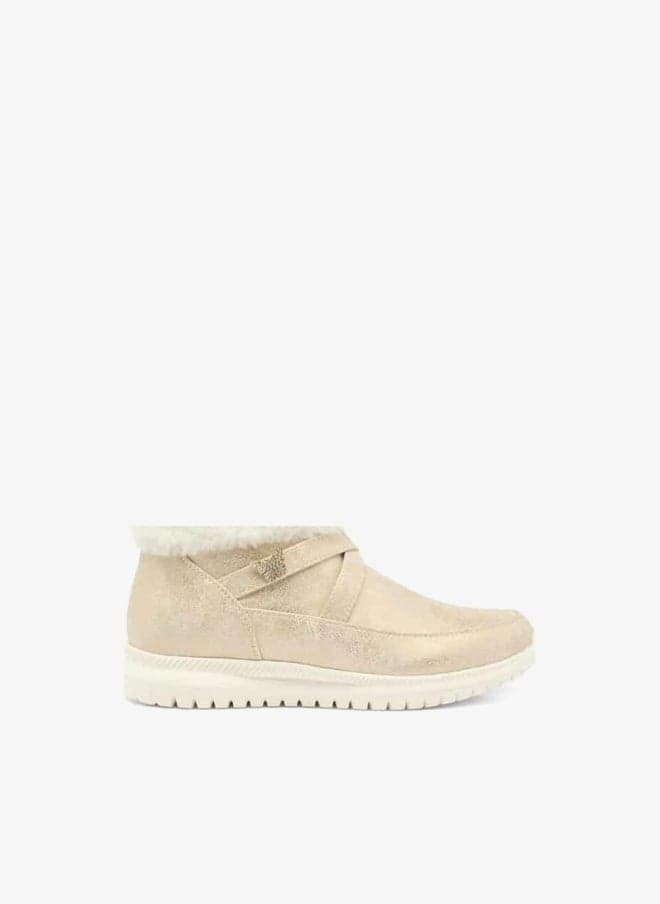 Girls Plush Detail High Cut Boots with Zip Closure