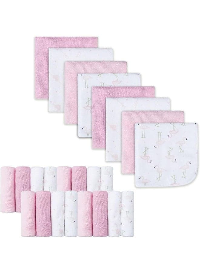 Baby Washcloths Set and Baby Bath Towels, Extra Soft and Ultra Absorbent, Great Gifts Pack for Newborn and Infants, 24 Pcs Pink
