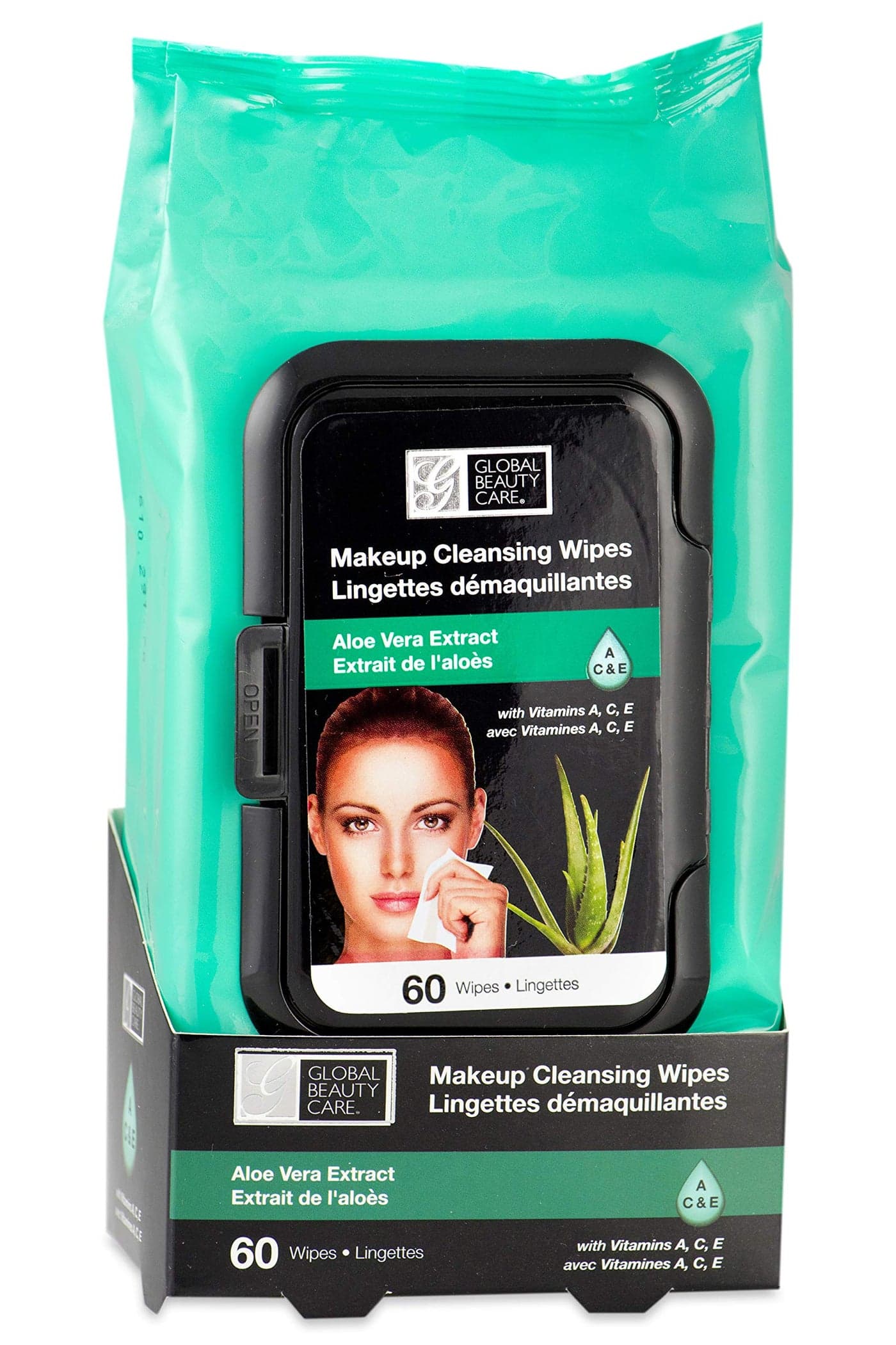 Pure Gentle Aloe Vera Extract Makeup Cloth Wipes 60 Count for Effective Makeup Removal