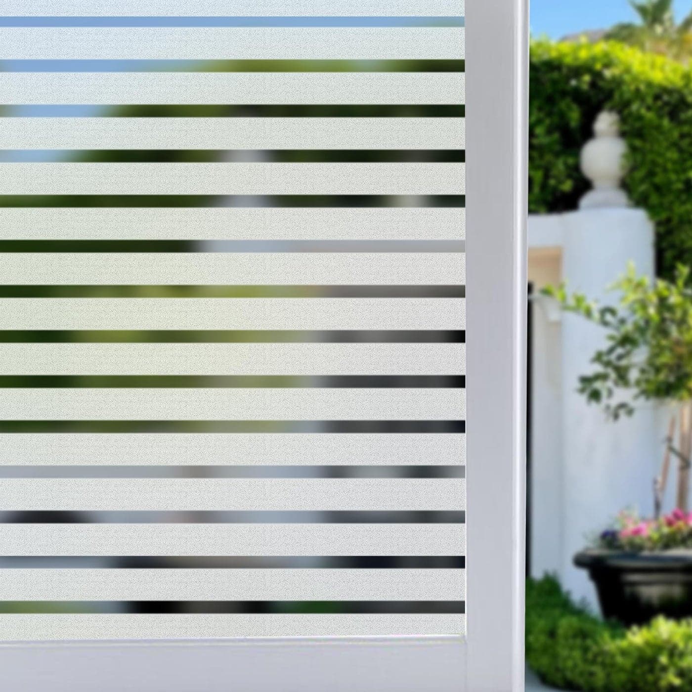 Niviy Privacy Window Film Striped NonAdhesive Window Covering Vinyl Glass Film Window Tint for Bedroom Kitchen Office Meeting Room 236 x 118