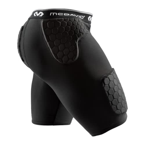 McDavid Men's Compression Shorts with HEX Pads Dual-Density Thudd Tights with Hip, Tailbone, Thigh Padding for Men's Compression Shorts with Cup Pocket Black