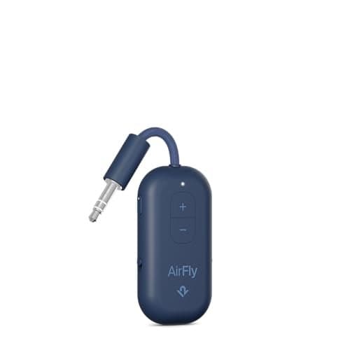 Twelve South AirFly Pro 2 Bluetooth 5.0 Transmitter/Receiver for TV/Airplane to 2 Wireless Headphones – Wireless Adapter for AirPods, Airplane, Car, Gym, Home, Use with Any 3.5 mm Audio Jack, Blue