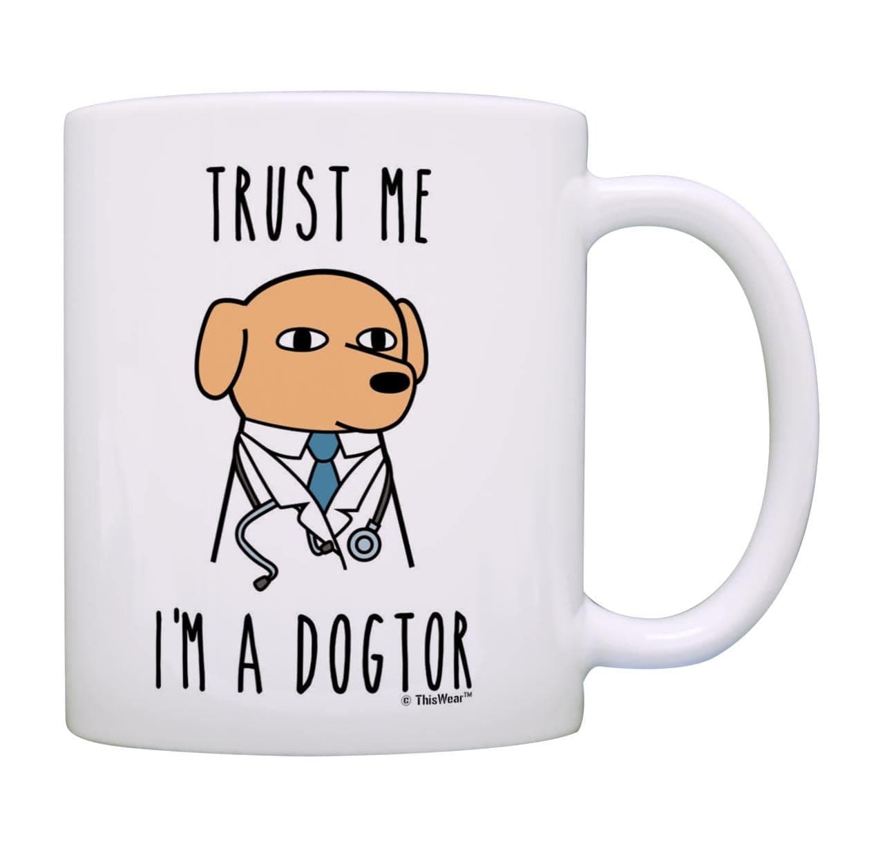ThisWear Veterinarian Gifts For Men Trust Me I'm a Dogtor Funny Dog Gifts 11oz Ceramic Coffee Mug