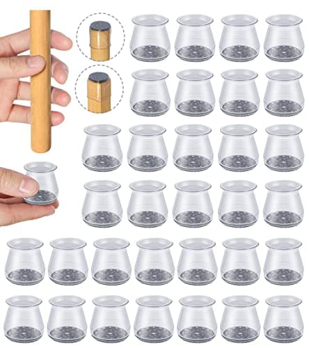 32pcs Brown Chair Leg Floor ProtectorsBar stools Leg Protectors CapsDining Room Chair Leg Protectors for Hardwood Floors Chair Leg Covers Silicone Felt Furniture Pads Small fit 09 129