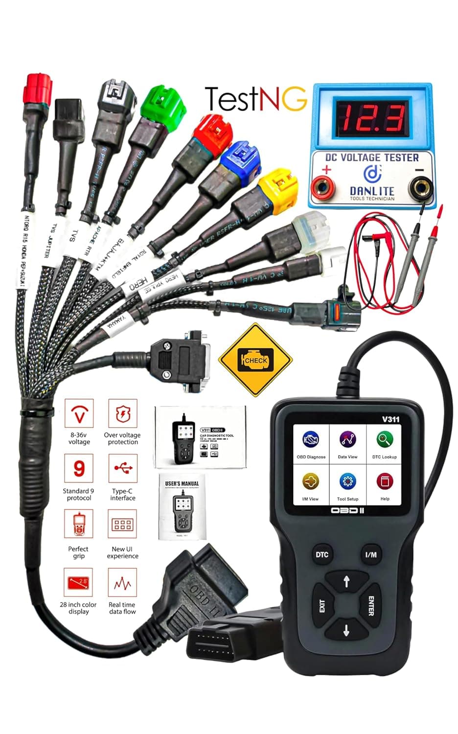 LAUNCH SCANNER WITH BS6 BIKE CABLE AND ELM KIT DC VOLTAGE WITH V311