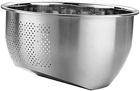 YUDONG Stainless Steel Rice Washing BowlWith Side Drainer Stainless Steel Large Capacity Fruit Vegetables Practical Washing Bowl Kitchen Supplies Rice Sieve Durable