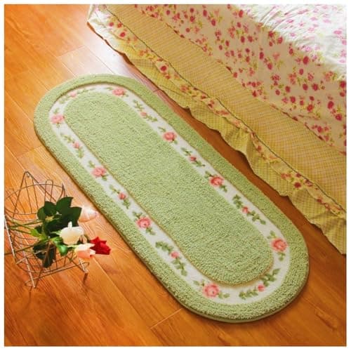 Stay Young Cute Rose Flower Area Rugs for Bedroom Living Room Bathroom Rugs Bath Mat Super Soft Non Slip Absorbent Green 17.71 x 49.21 Inch