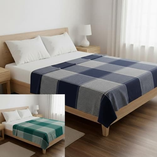 THARUNSHA ELITE 100% Pure Cotton Blanket Single Size Daily use Blanket 60X90 inch Set of 2