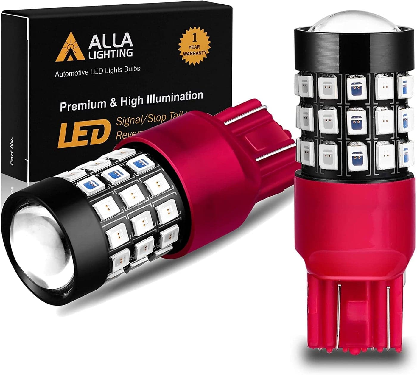 Alla Lighting Upgraded T20 7440 7443 LED Strobe Brake Lights Bulbs Red Flashing Stop Lamps W21W 7440LL 7443LL Strobe LED Taillights Replacement for Cars Trucks SUVs Vans