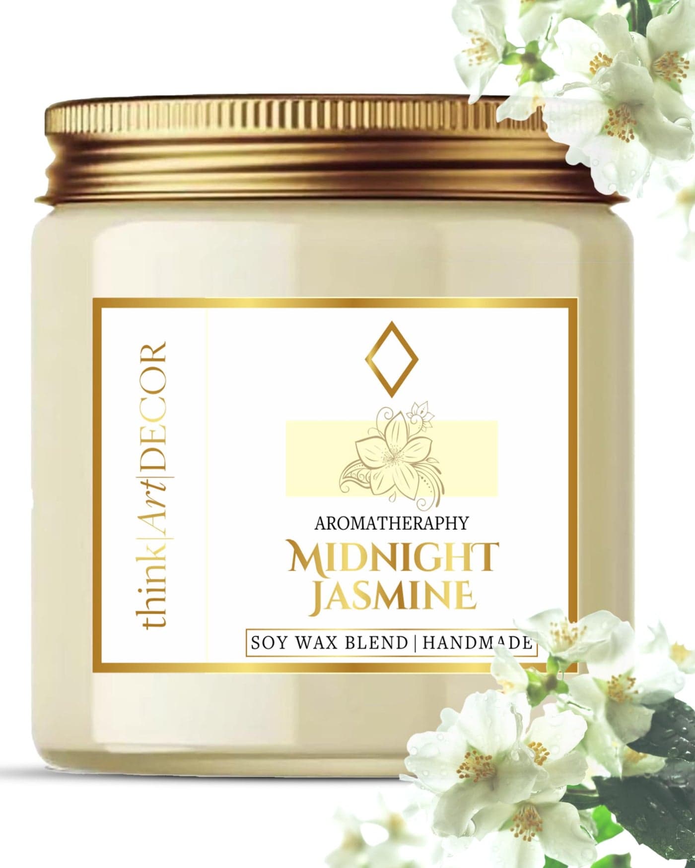 ThinkArtDecor Soy Wax Scented Candles for Home Decoration, Burn Time 35-40 Hrs, Luxury Fragrance Candles for Gifting, Aesthetic Glass Jar Aroma Therapy Candle (Midnight Jasmine)