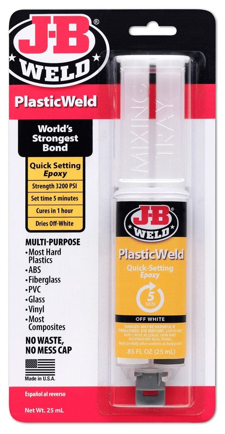 J-B Weld 50132 PlasticWeld Quick-Setting Epoxy Syringe - Dries Off-White - 25 ml