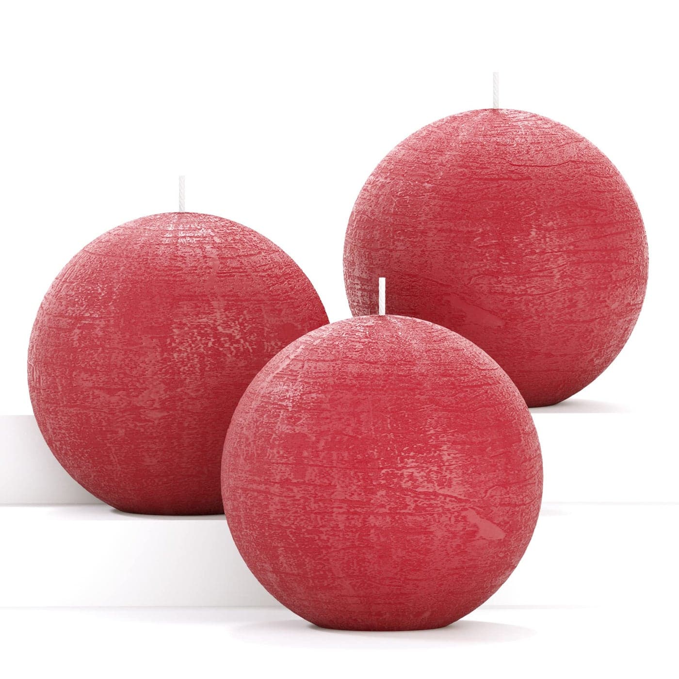 CANDWAX Candle Set of 3 Round Candles 3 Inch Bordeaux Unscented Long Burning Perfect for Wedding Decor Any Event