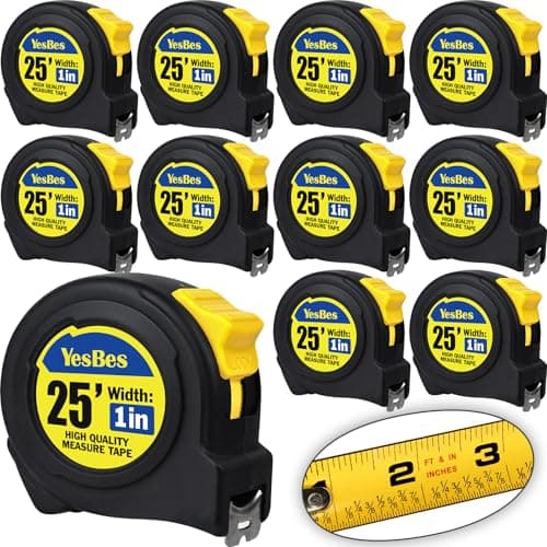 10 Pack Bulk Tape Measure 25 FT with Fractions 1/8, Easy Read Retractable Measuring Tape, Great for House Construction and Carpenter