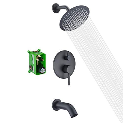 Tub and Shower Faucet Set, Matte Black Shower Faucet Set with Waterfall Tub Spout,SUMERAIN