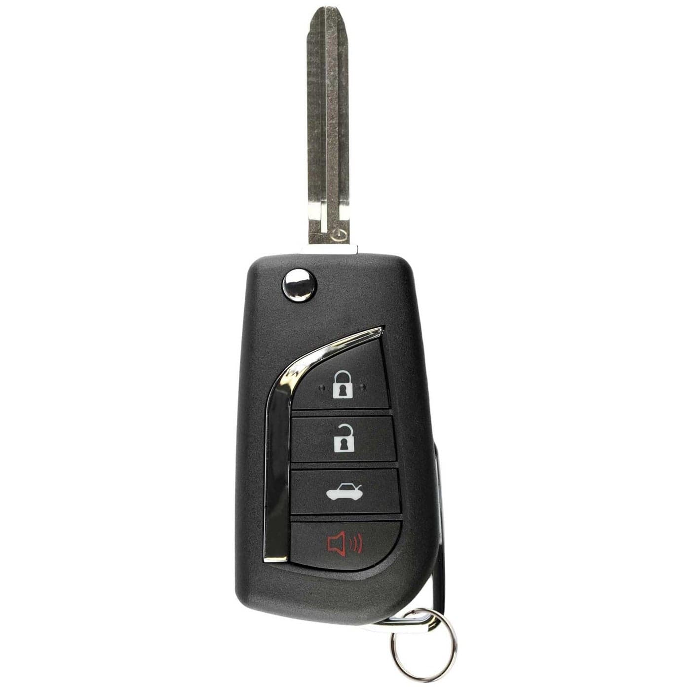 KeylessOption Keyless Entry Remote Car Key Fob Control 4Button Flip Replacement with Uncut Ignition Blade for 2018 2019 2020 2021 2022 Toyota Camry HYQ12BFB H CHIP