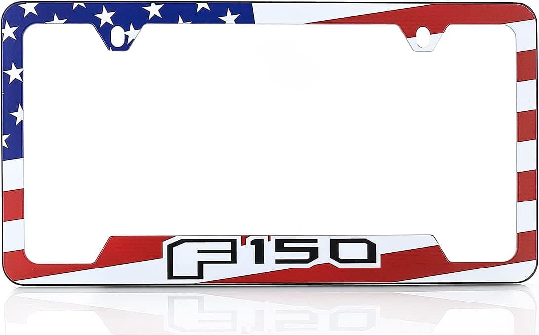 Ford F-150 American Flag Patriotic Metal License Plate Frame