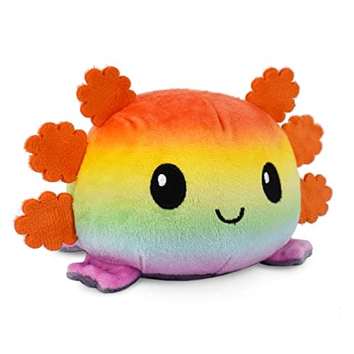 TeeTurtle The Original Reversible Axolotl Plushie Gray Rainbow Cute Sensory Fidget Stuffed Animals That Show Your Mood
