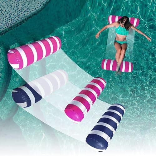 2Pack Swimming Pool Float MultiPurpose Inflatable Pool Hammock Saddle Lounge Chair Drifter Water Hammock Lounge Navy BluePink