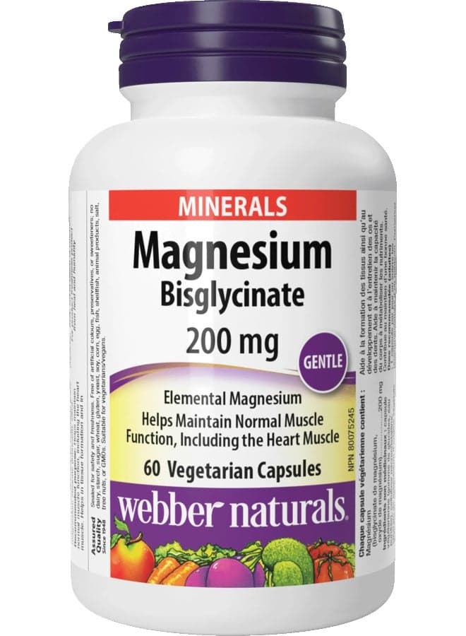 Magnesium Bisglycinate 200mg, 60 Vegetarian Capsules