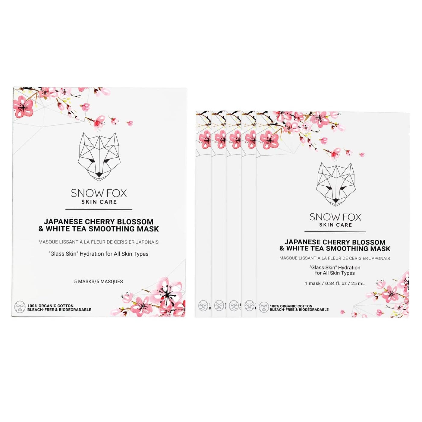 Snow Fox Skincare Japanese Cherry Blossom White Tea Soothing Mask 5 Mask