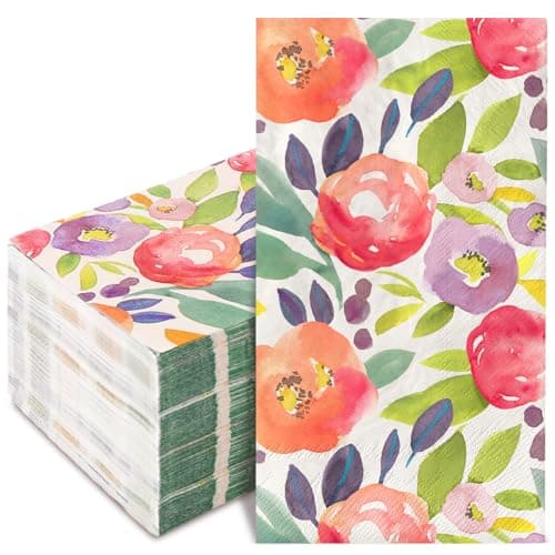 AnyDesign 80 Pcs Floral Guest Napkins Watercolor Flower Paper Dinner Napkins Decorative Disposable for Wedding Birthday Baby Shower Bridal Shower Tableware Supplies