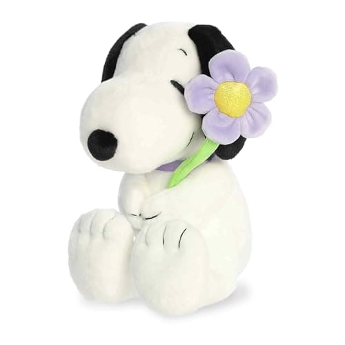 Aurora Adorable Peanuts Snoopy Stuffed Animal Officially Licensed Toys For All Snoopy Fans Seasonal Plush For The Spring Season Purple Flower 9 Inches