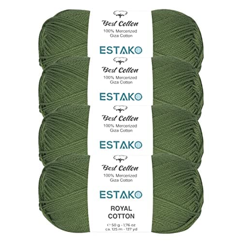 Estako Royal Cotton 4 Skeins Pack 100 Mercerized Giza Cotton Yarn Soft Super Fino for Crochet and Knitting 4 x 176 Oz 4 x 137 Yrds 5062