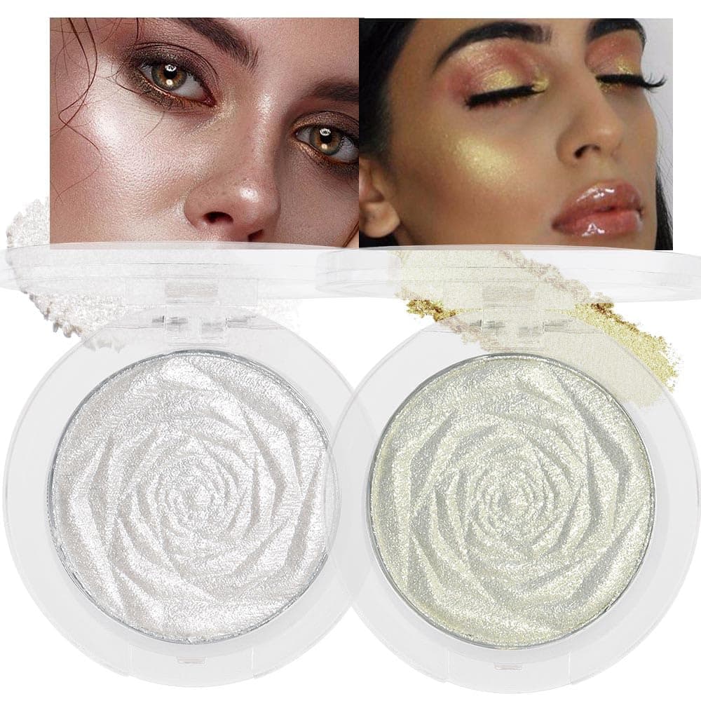 evpct Pearl White Blonde Gold Face Highlighter Makeup Shimmer Glitter Diamond Sparkly Highlighters Makeup Palette Powder for Face Body Cheek iluminadores iluminador de jos maquillaje luminizers 12