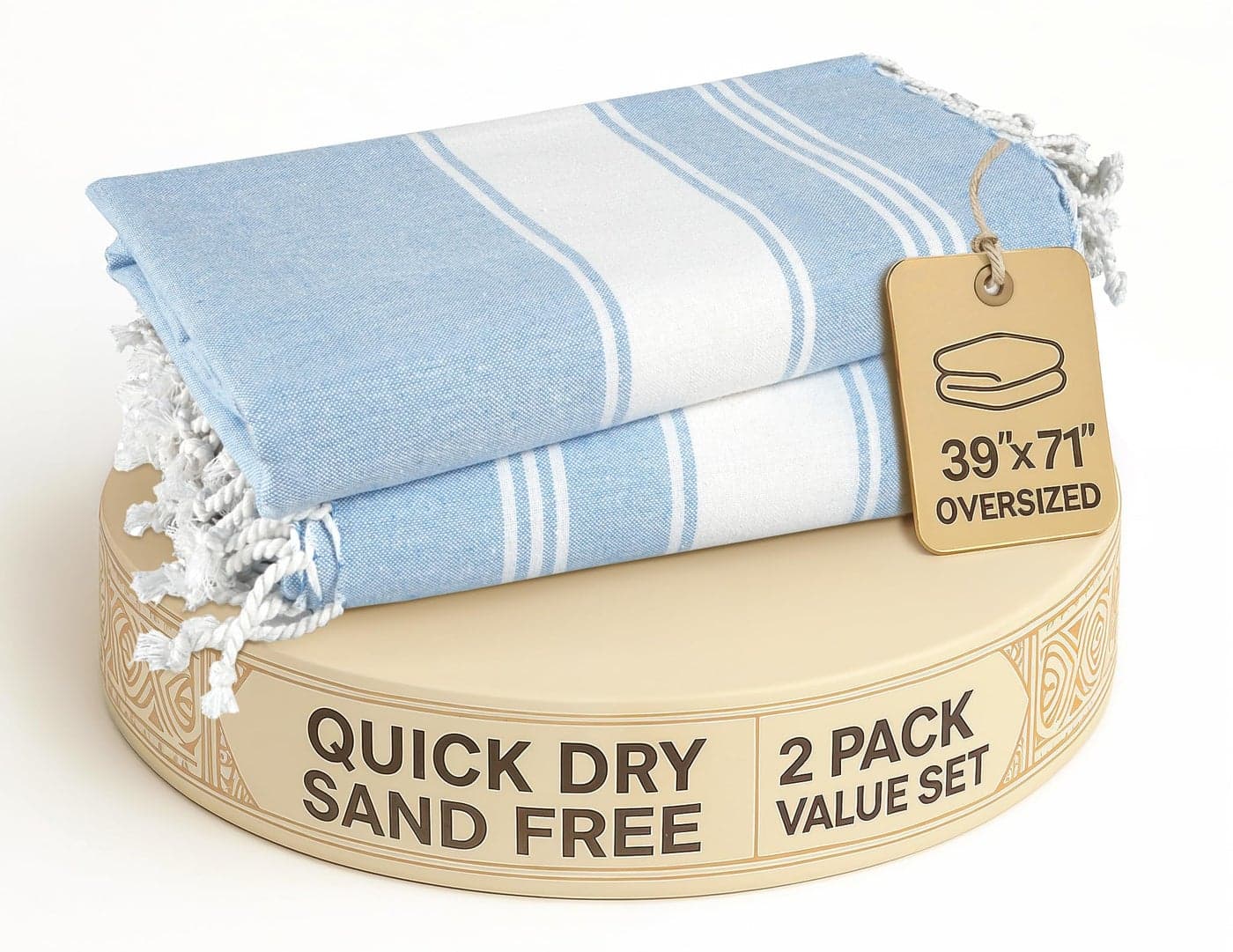 LANE LINEN Beach Towels for Women 2 Pack Large Beach Towels Oversized PreWashed NoShrink Sand Free Beach Towels Quick Dry Lightweight Travel TowelSoft Beach Bath Towel 39x71 Sky Blue