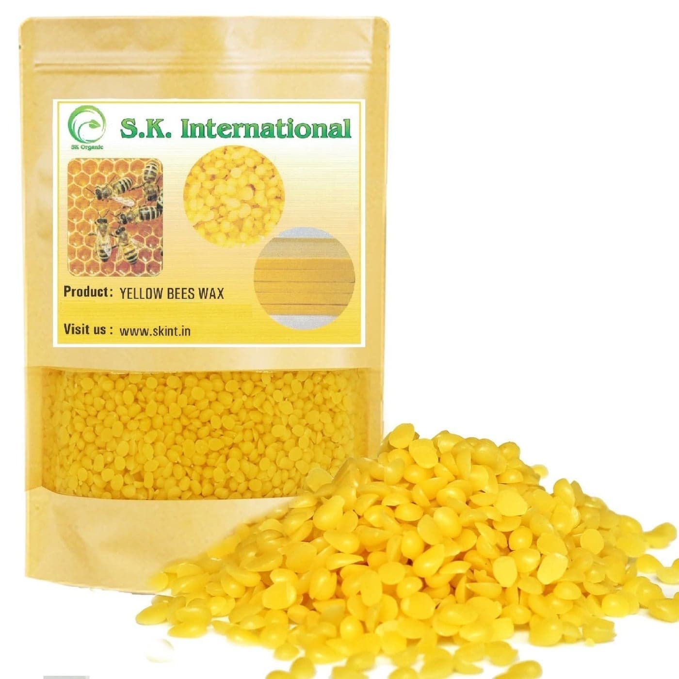 sk organic pure yellow bee wax raw organic pastilles for health and beauty 250 gm