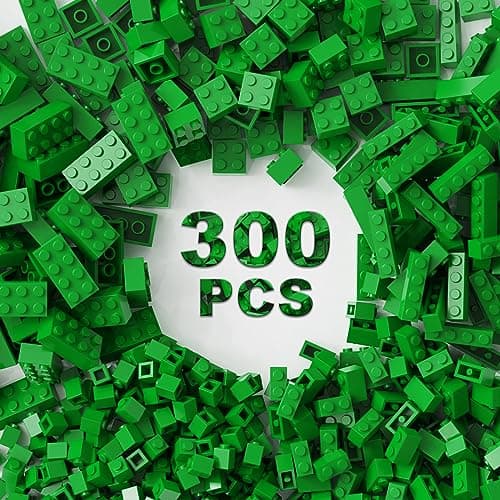 WEBRICK 300 Pcs Classic Building Bricks, Green Bulk Bricks,Compatible with Lego and Major Brands Parts and Pieces, Creative Building Block Toys for Boys Girls Ages 6 7 8 9 10 Year Old