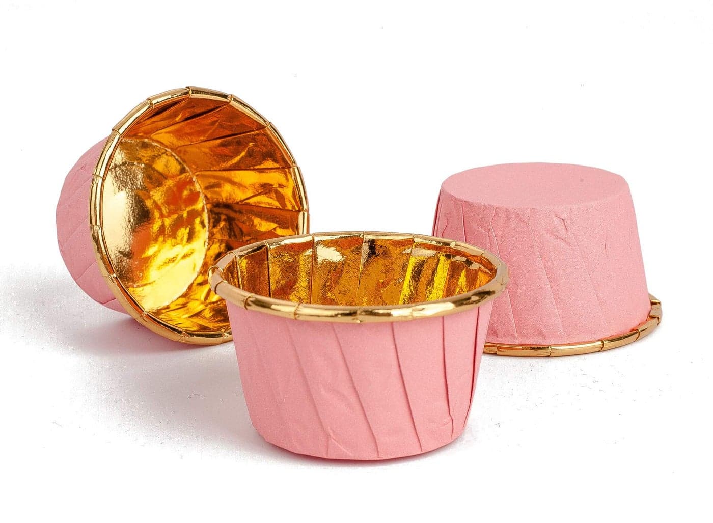 GOLDEN APPLE Aluminum Foil Paper Mini Cake Baking Cups 50 pcs Muffin Cupcake Baking Mold Cup Liners Baking Cups for Party Wedding Festival cupcake liners Small Pink in Gold