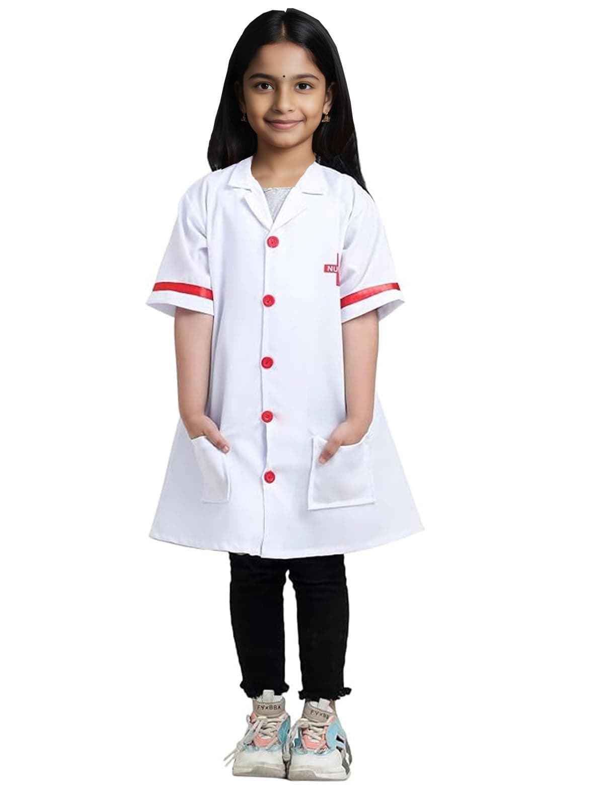 FancyDressWale Nurse dress for kids for role play fancy dress costume (Nurse Set, 6-7 years)
