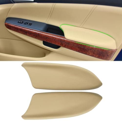 APESER Compatible with Honda Accord Door Panels Armrest Lid 2008-2012,2 Pcs PU Leather Door Panel Armrest Cover for Accord Sedan EX/EX-L/LX/LX-P/SE Front Door Panel(Beige)(NOT Fit for Coupe Model)