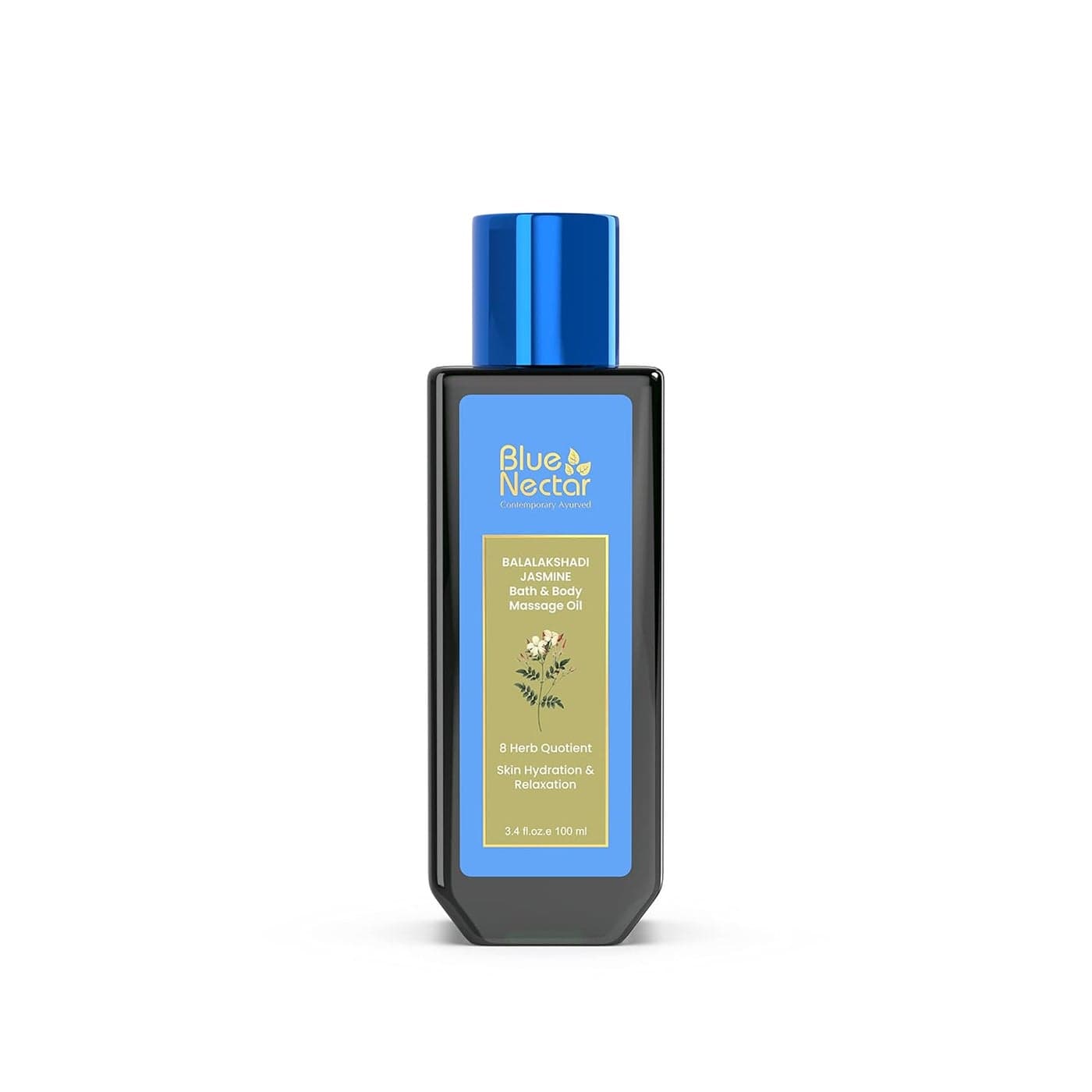 Blue Nectar Body Oil for Women Men Bath Body Massage Oil with Ashwagandha Natural Jasmine Oil Plant Based Aromatherapy 8 Herbs 100ml
