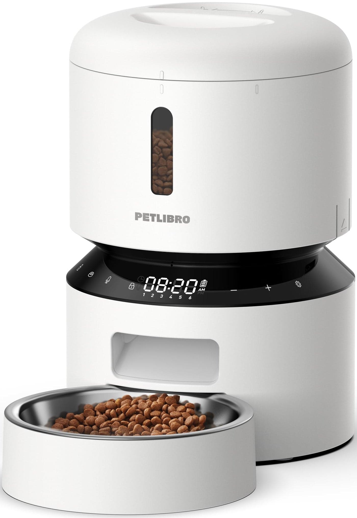 PETLIBRO Automatic Cat Feeder Automatic Pet Food Dispenser with Freshness Preservation Timed Dog Feeders for Dry Food Up to 50 Portions 6 Meals Per Day Granary White