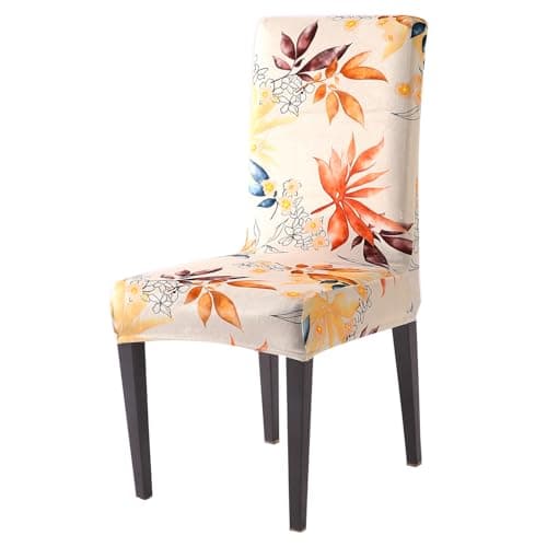 HOKIPO Premium Printed Velvet Dining Chair Cover Set of 1, Amber Serene Flora (AR-5794-D3)