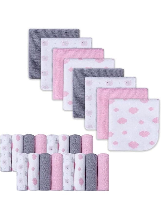 Softan Baby Washcloths, 24Pack Baby Wash Cloths Extra Soft & Ultra Absorbent, Baby Towels and Washcloths Face Towel Unisex for Boys Girls Face & Body, Washclothes Gentle on Sensitive Skin, 9''x 9''