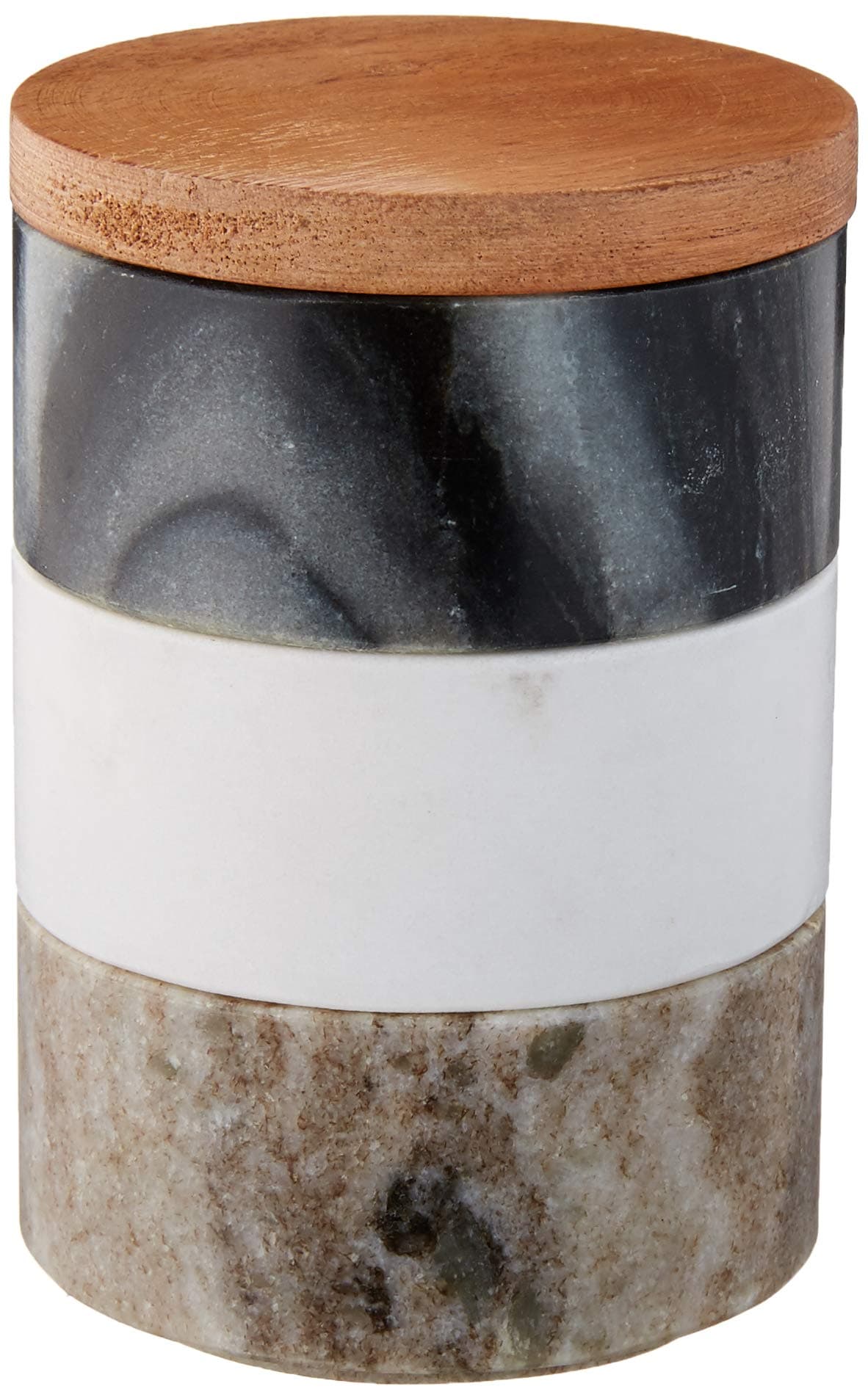 Creative CoOp Marble Stacking Pinch Pots with Acacia Wood Lid