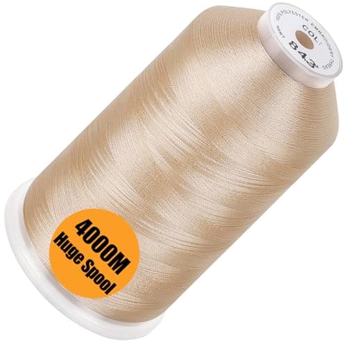 New brothread Single Huge Spool 4000M Each Polyester Embroidery Machine Thread 40WT for Commercial and Domestic Machines Beige
