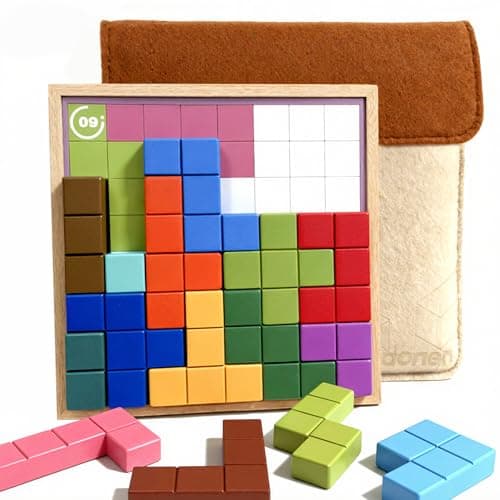 Codonen Wooden Tile Matching Memory Game for Dementia Seniors Elderly Adults 40 DoubleSided Templates Felt Divider Storage Bag Alzheimers Activity Toy RetirementHome Activity Game Kit